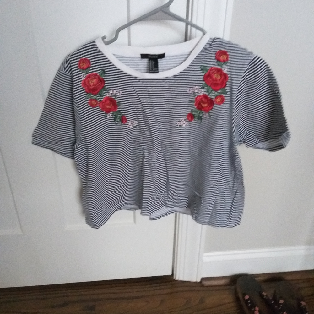 Forever 21 crop top with embroidered flowers